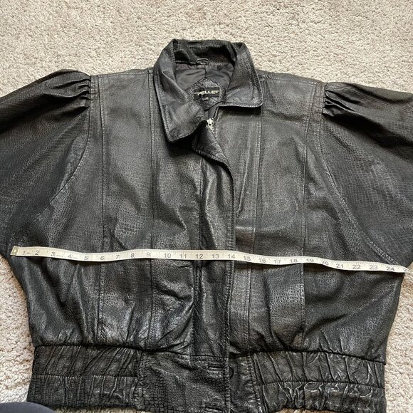 Vintage Pelle Leather Jacket Medium Black Dolman Sleeve Oversized - Picture 11 of 12